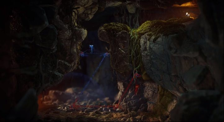 You will have to build two bridges in the cave - Ashes To Ashes level walkthrough in Unravel 2 - Walkthrough - Unravel 2 Game Guide