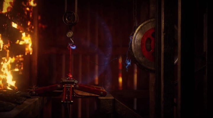 In the barn you will get to a mechanism - Ashes To Ashes level walkthrough in Unravel 2 - Walkthrough - Unravel 2 Game Guide