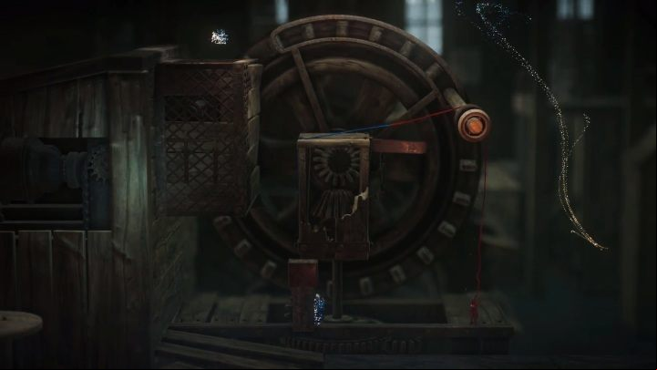 Then jump the red hero onto and out of the metal element next to it so that you can jump over the stick - At the Rapids level walkthrough in Unravel 2 - Walkthrough - Unravel 2 Game Guide