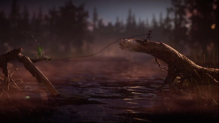 Drop him down there, unleash him and jump on the other branch with him - Nightswimming level walkthrough in Unravel 2 - Walkthrough - Unravel 2 Game Guide