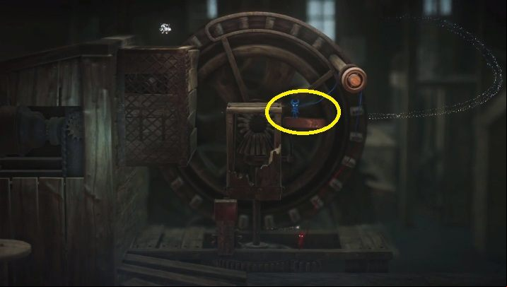 After doing that, take the blue one up, and move the bottom lever with the red - How to go past the turbine in At the Rapids in Unravel 2? - FAQ - Unravel 2 Game Guide