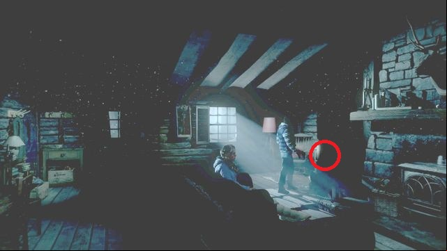The book is to the left of the fireplace on the table - Until Dawn: Clues and totems in Episode 3 - Clues and totems - locations - Until Dawn Game Guide & Walkthrough