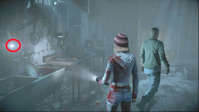 After you climb down the stairs, as Ashley, go to the end of the corridor and you get into a butchers room - Until Dawn: Clues and totems in Episode 6 - Clues and totems - locations - Until Dawn Game Guide & Walkthrough