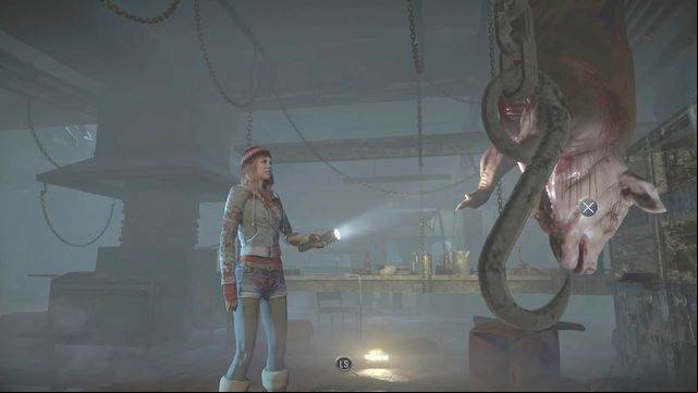 The pig hanging on a hook - Until Dawn: Clues and totems in Episode 6 - Clues and totems - locations - Until Dawn Game Guide & Walkthrough