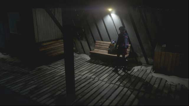 Chris backpack on the bench before the station - Until Dawn: Episode 1 - Walkthrough - Walkthrough - Until Dawn Game Guide & Walkthrough