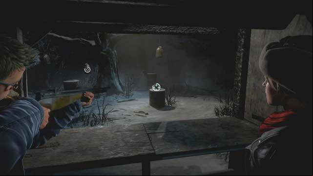 The squirrel will jump at the barrel - if you shoot it, Sam wont like that - Until Dawn: Episode 1 - Walkthrough - Walkthrough - Until Dawn Game Guide & Walkthrough
