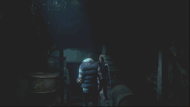 In the mine, together with Jess push the cart in order to unlock the age - Until Dawn: Episode 2 - Walkthrough - Walkthrough - Until Dawn Game Guide & Walkthrough