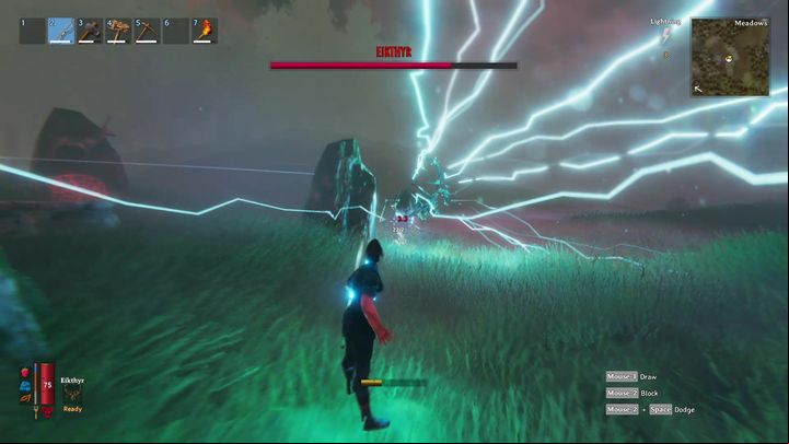 The fastest way to defeat the boss is with a spear, using the pauses between its attacks - Valheim: Eikthyr - boss, how to defeat? - Bosses - Valheim Guide