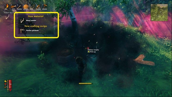 It may take some time before you unlock access to the pickaxe (Antler Pickaxe) in Valheim, as you will have to defeat your first formidable opponent - the boss Eikhtyr - Valheim Guide