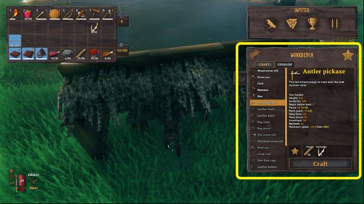 You can make Antler Pickaxe at the Workbench - only level 1 is required - Valheim Guide