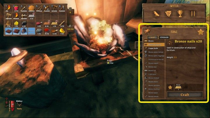 You will need 20 pieces of plain wood and 10 bronze nails to craft a cart - Valheim: Cart/Cart - how to create and use it? - Crafting and equipment - Valheim Guide