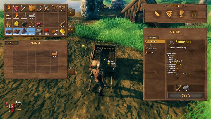 To load or unload a cart, get close to it to make the Storage command appear on the screen - Valheim: Cart/Cart - how to create and use it? - Crafting and equipment - Valheim Guide