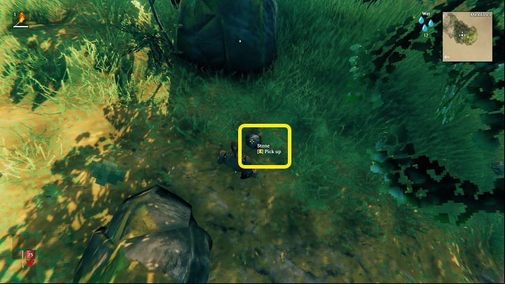 You will find stones in different places so look around carefully, especially near tall grass - Valheim: Day 1 - how to survive? Where to start? - Basics - Valheim Guide