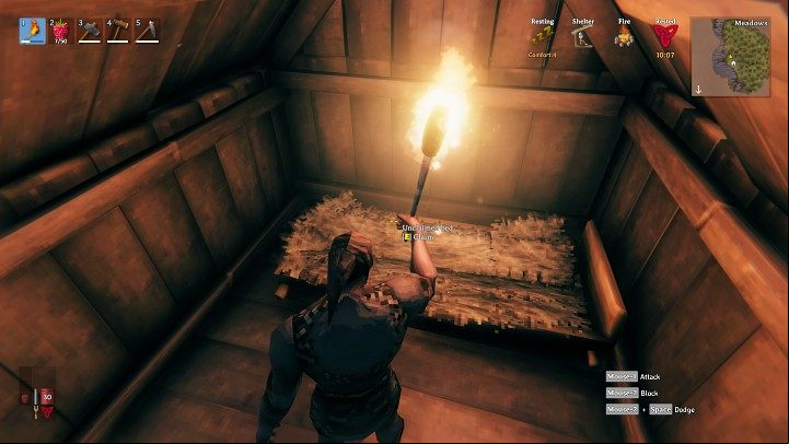 Enter your shelter and interact with the bed - Valheim: Day 1 - how to survive? Where to start? - Basics - Valheim Guide