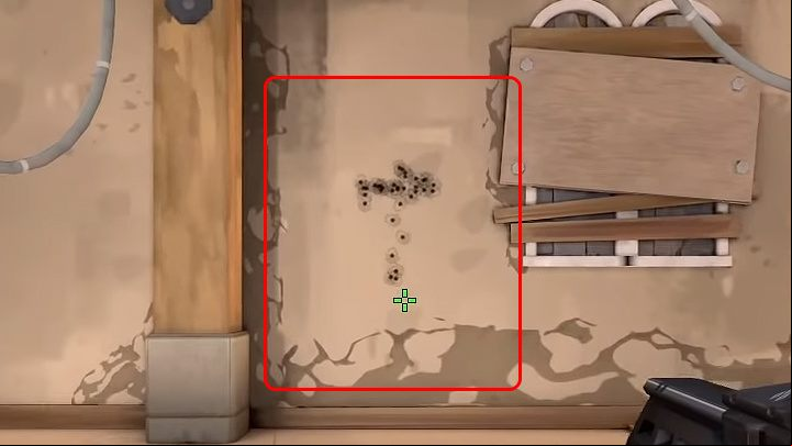 The image above shows an example of the Bulldogs spread, one of the weapons in Valorant - Valorant: Rifles guide - Bulldog, Guardian, Phantom, Vandal - Weapons - Valorant Guide