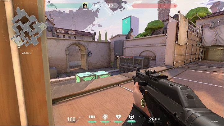 The image above shows a player standing at Site A Rafters - Valorant: Ascent map description for defenders and attackers, callouts - Maps - Valorant Guide