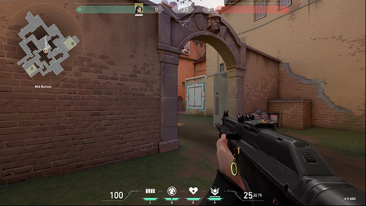 By moving to the other side of the Mid Bottom, you can aim towards the Mid Link, where the attackers can also appear - Valorant: Ascent map description for defenders and attackers, callouts - Maps - Valorant Guide