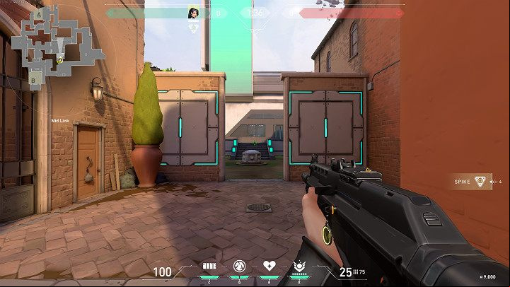 The image above shows a character standing at Mid Link - Valorant: Ascent map description for defenders and attackers, callouts - Maps - Valorant Guide