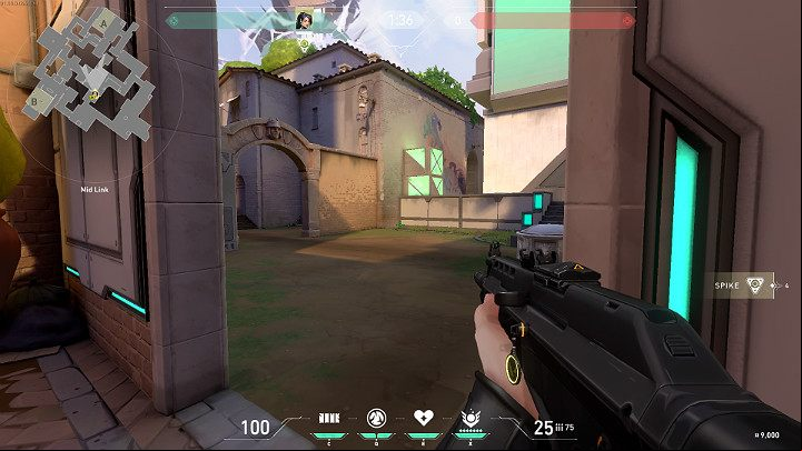 Hiding behind the wall on the right, the player has an even better view of A Cubby and Mid Bottom from the defensive teams starting point - Valorant: Ascent map description for defenders and attackers, callouts - Maps - Valorant Guide