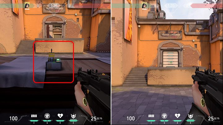 The door can be penetrated with bullets - in case of Vandal, 13 rounds are needed to break through the door - Valorant: Ascent map description for defenders and attackers, callouts - Maps - Valorant Guide