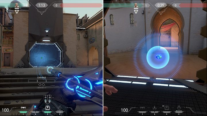 The image above shows Sova aiming a Recon Bolt at the portal leading to short B - Valorant: Portals - map, tips and tricks - Basics - Valorant Guide