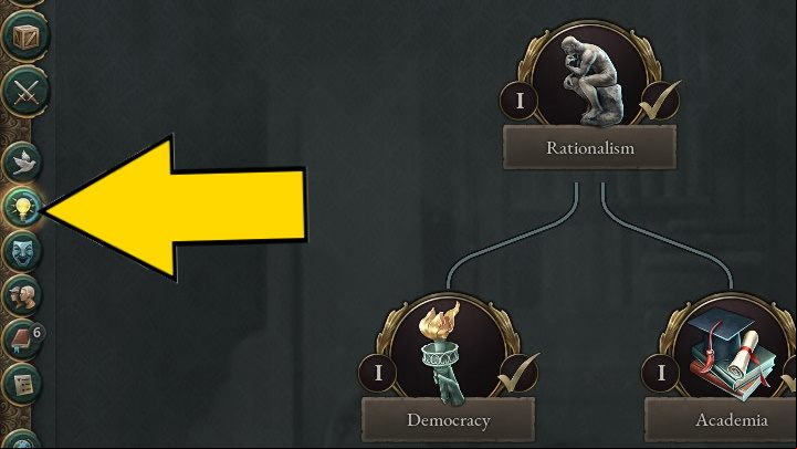 To enter the Technology Tree click the light bulb icon in the left side - Victoria 3: Technologies - Technology Tree, Innovations - Basics - Victoria 3 Guide