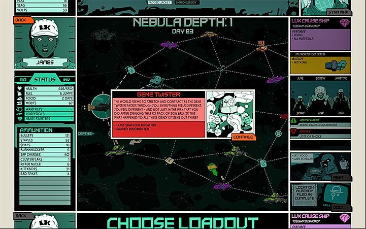 The last way is to interact with a Gene Twister on the galaxy map - Traits in Void Bastards - Game basics - Void Bastards Guide and Tips