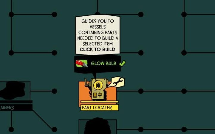 Go to the Workbench menu and purchase the Part Locater project (see the picture above) - How to find parts faster in Void Bastards? - FAQ - Void Bastards Guide and Tips