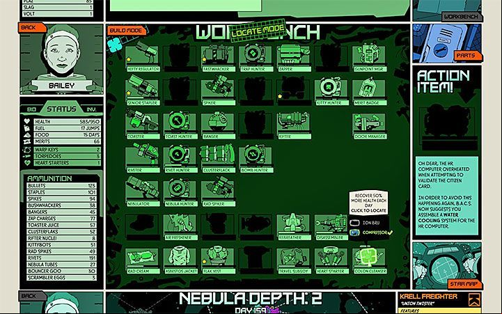 This unlocks a new tab in the Workbench menu - Locate Mode (see the picture) - How to find parts faster in Void Bastards? - FAQ - Void Bastards Guide and Tips