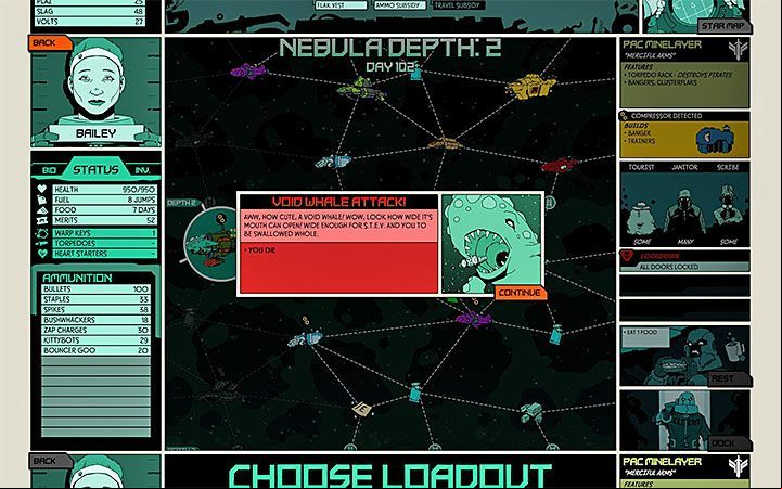 If you and a Void Whale are on the same field, the creature will devour your S - How to deal with Void Whales in Void Bastards? - FAQ - Void Bastards Guide and Tips