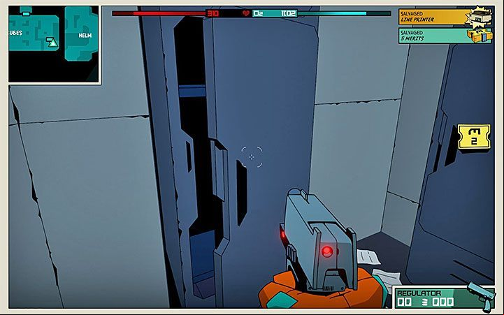 Once you reach CUBES room, crouch and sprint to avoid being shot by Gunpoint turrets - Prologue in Void Bastards - Walkthrough - Void Bastards Guide and Tips