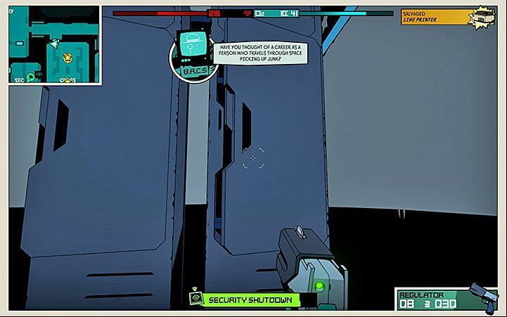 After docking the ship, concentrate on finding the desired crafting part - Action Items in Void Bastards - Walkthrough - Void Bastards Guide and Tips