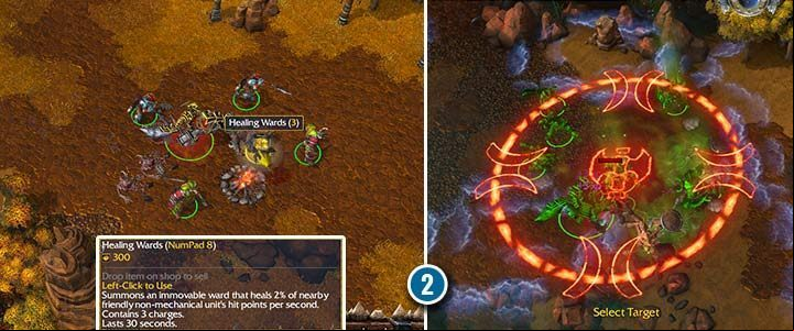 The Healing signs can be used by the hero and are treated as an object that can be destroyed. They can restore health points to all allies in the range. It is best to use them during or after a difficult battle. - Landfall | Warcraft III Reforged walkthrough - Orc Campaign - Warcraft III Reforged Guide
