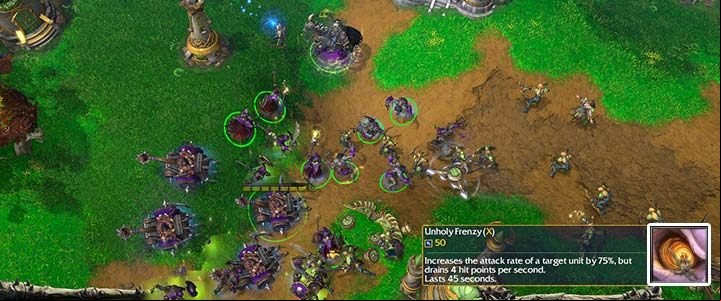 When attacking the base, each unit has a different target. Catapults should attack buildings, while Ghouls and Skeletons take care of enemy units. Use Unholy Frenzy on Arthas to increase his attack speed. If necessary, use the Death Pact on skeletons to quickly heal the hero. - Into the Realm Eternal | Warcraft III Reforged walkthrough - Undead Campaign - Warcraft III Reforged Guide