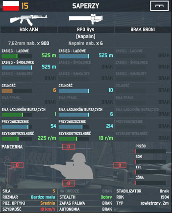 Anti-tank sections have also air-to-earth launchers - Infantry Weaponry - Characteristic and weaponry of units - Wargame: AirLand Battle - Game Guide and Walkthrough
