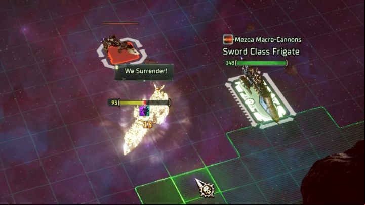 When the Interstellar Sextant receives enough damage, the color of its durability bar will change to gold and you will receive a message about the crew's surrender - Rogue Trader: How to capture Interstellar Sextant? - How to - WH40K: Rogue Trader Guide