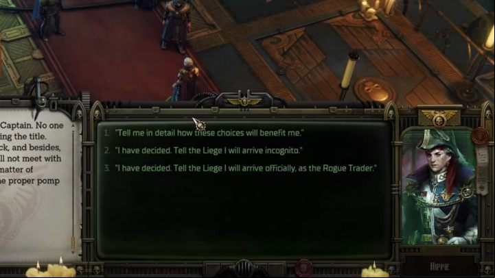 If you decide to officially announce your arrival before meeting Liege Tocara, you'll be able to decide in some of local Footfall matters, but the local authorities will perceive you as a threat - Rogue Trader: Incognito or officially on Footfall? - Gameplay - WH40K: Rogue Trader Guide
