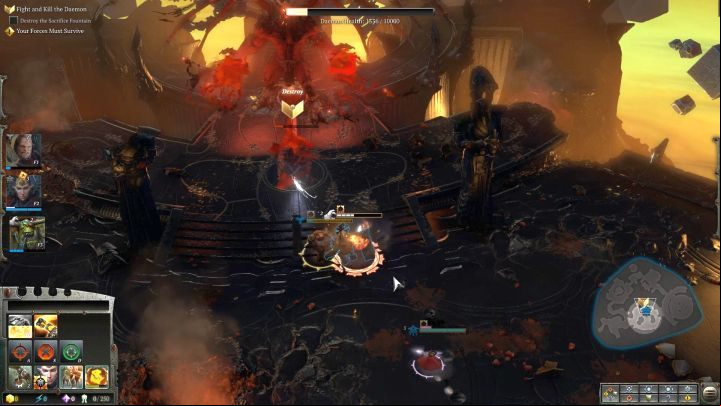 The fountain, reminiscent of a heart, almost destroyed. - Mission 17 - The Wayfarers - Dawn of War 3 Walkthrough - Campaign Walkthrough - Warhammer 40,000: Dawn of War III Game Guide