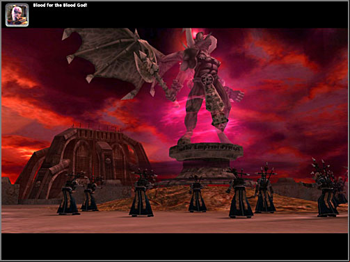 Expect heavy resistance near every shrine. When you are attacking the third statue, the Chaos demon probably will appear. - 4A - Peninsula of Iseult - KAURAVA IV - Warhammer 40.000: Dawn of War - Soulstorm - Game Guide and Walkthrough