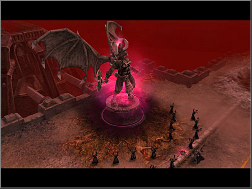 Those are your goals - shrines/ statues of Blood God must be destroyed, before you will continue the offence to the center. - 4A - Peninsula of Iseult - KAURAVA IV - Warhammer 40.000: Dawn of War - Soulstorm - Game Guide and Walkthrough