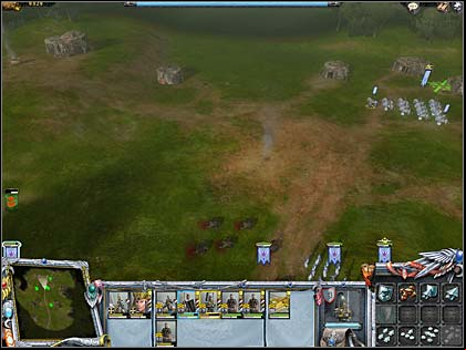 Here you can see some Orcs biting a dust and some tents not destroyed, yet... - Optional mission: Orcs' camp - Imperial campaign: Act IV - Warhammer: Mark of Chaos - Game Guide and Walkthrough