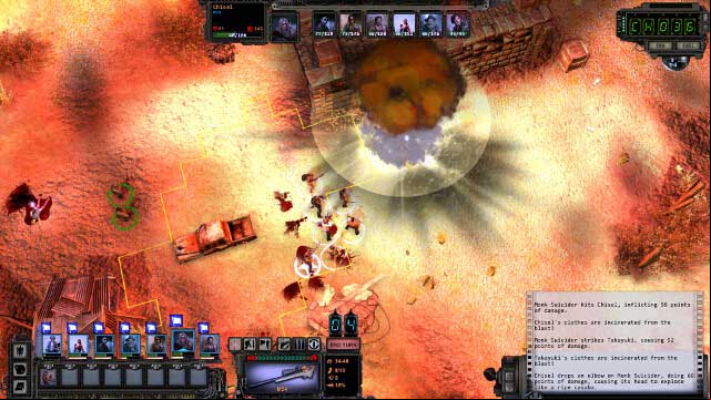 The explosion of a monk - Canyon of Titan | Temple of Titan - locations - Temple of Titan - locations - Wasteland 2 Game Guide & Walkthrough