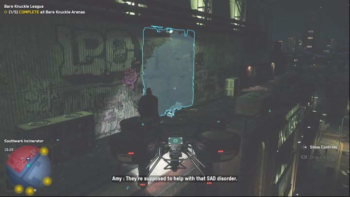 The Paste-Up spot is located on the front wall of the complex - Watch Dogs Legion: Paste-Up - Southwark map, locations - Southwark - Watch Dogs Legion Guide