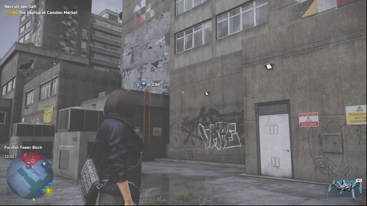 The graffiti spot is located on the main gate - Watch Dogs Legion: Paste Up - Camden map, locations - Camden - Watch Dogs Legion Guide