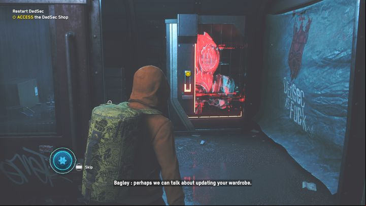At the very end, come to the store, where you can start changing the clothes of your character or buy new clothes - Watch Dogs Legion: DedSec from the Ashes - walkthrough - DedSec Missions - Watch Dogs Legion Guide