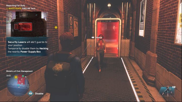 On the left side, there is a terminal, approach it, having turned off the security lasers first - Watch Dogs Legion: Reporting for Duty - walkthrough - DedSec Missions - Watch Dogs Legion Guide