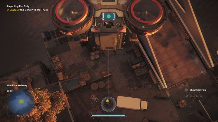 Then, once you're there, lower your altitude and land on the ground near the truck - Watch Dogs Legion: Reporting for Duty - walkthrough - DedSec Missions - Watch Dogs Legion Guide