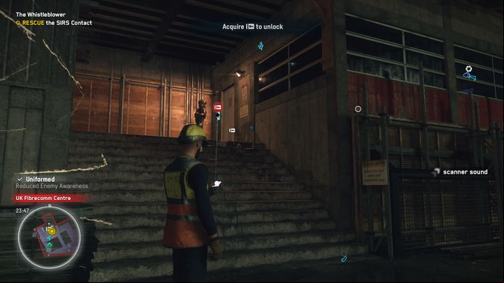 The place is a restricted area, you can wear a construction suit so that your opponents do not detect you - Watch Dogs Legion: The Whistleblower - walkthrough - SIRS Missions - Watch Dogs Legion Guide