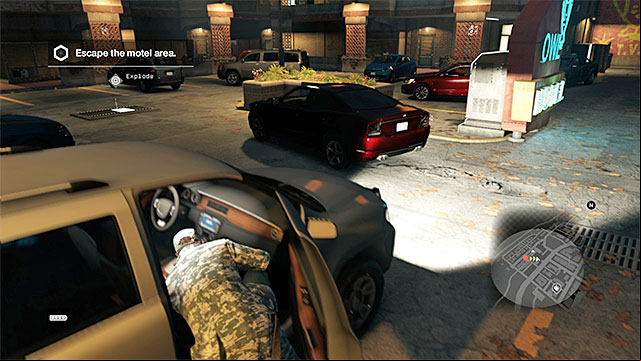 Get away from the motel - Mission 3 (Collateral) | Main missions - Act II - Main missions - Act II - Watch Dogs Game Guide