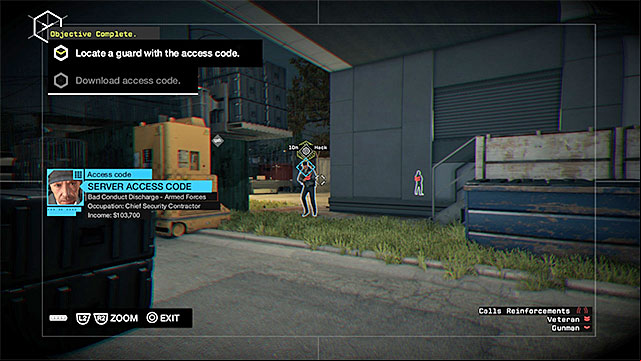 Wait until a forklift appears in the guards view and hack into it - Unlocking mission 6 | Main missions - Act II - Main missions - Act II - Watch Dogs Game Guide